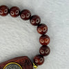 Natural Blood Zitan Beads with Rotating Turquoise Om Mani Padme Hum Powerful Mantra Bracelet 天然血檀木旋转唵嘛呢叭咪吽手链 10.50g 15cm 8.3mm 18 Beads / 30.1 by 17.5 by 7.5mm - Huangs Jadeite and Jewelry Pte Ltd