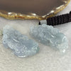 Type A Semi Icy Sky Blue Jadeite Pixiu Pair 31.22g 52.1 by 25.7 by 13.4 mm and 31.74g 49.8 by 25.1 13.5 mm - Huangs Jadeite and Jewelry Pte Ltd