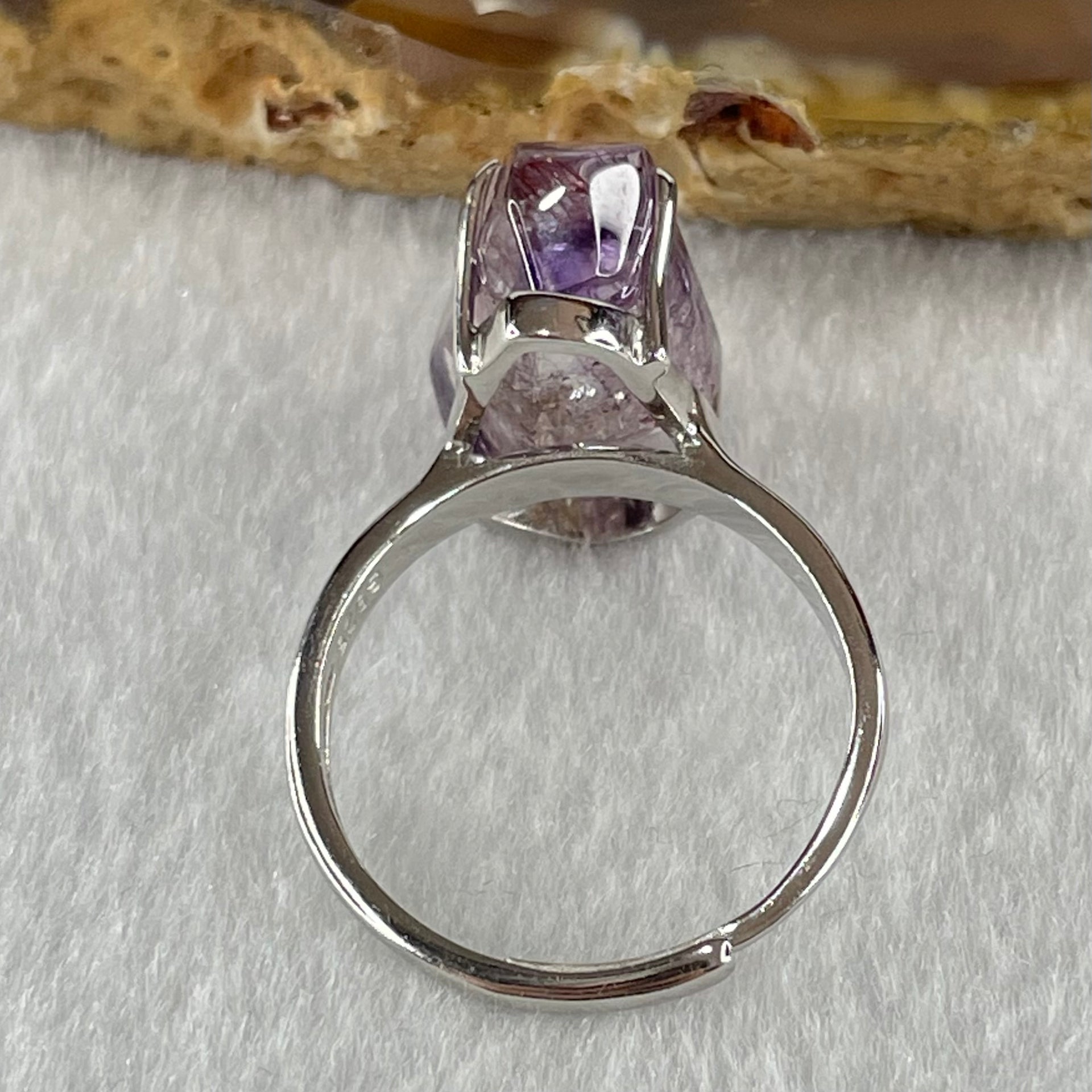 Natural Super 7 in S925 Sliver Ring (Adjustable Size) 4.25g 17.2 by 10.6 by 7.8mm - Huangs Jadeite and Jewelry Pte Ltd