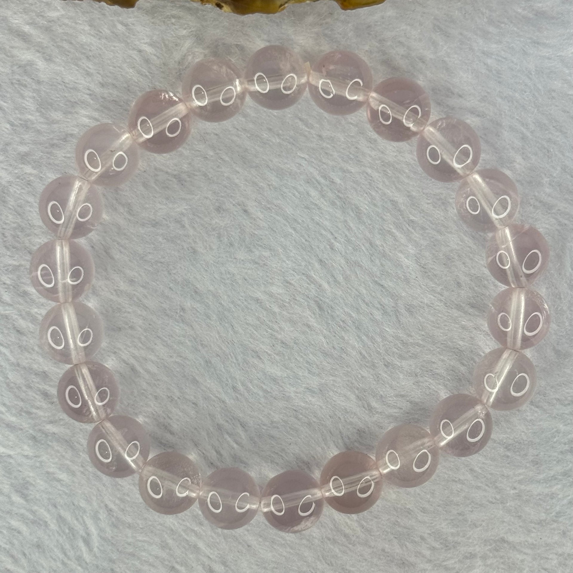 Natural Rose Quartz Beads Bracelet 天然玫瑰石英珠手链 20.77g 16cm 8.9mm 22 Beads - Huangs Jadeite and Jewelry Pte Ltd