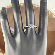 Natural Blue Kyanite Bead in S925 Sliver Adjustable Ring 1.86g 7.9 by 5.9 by 3.5mm - Huangs Jadeite and Jewelry Pte Ltd