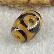 Natural Powerful Tibetan Old Oily Agate 3 Eyes Dzi Bead Heavenly Master (Tian Zhu) 三眼天诛 2.33g 14.0 by 10.3mm - Huangs Jadeite and Jewelry Pte Ltd