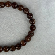Natural Copper Rutilated Quartz Beads Bracelet 天然銅髮晶手镯 16.36g 16cm 7.9mm 25 Beads - Huangs Jadeite and Jewelry Pte Ltd