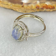 Rare Good Grade Natural Blue Dumortierite Rutilated Quartz in S925 Sliver Ring (Adjustable Size) 2.23g 9.8 by 6.7 by 3.6mm - Huangs Jadeite and Jewelry Pte Ltd