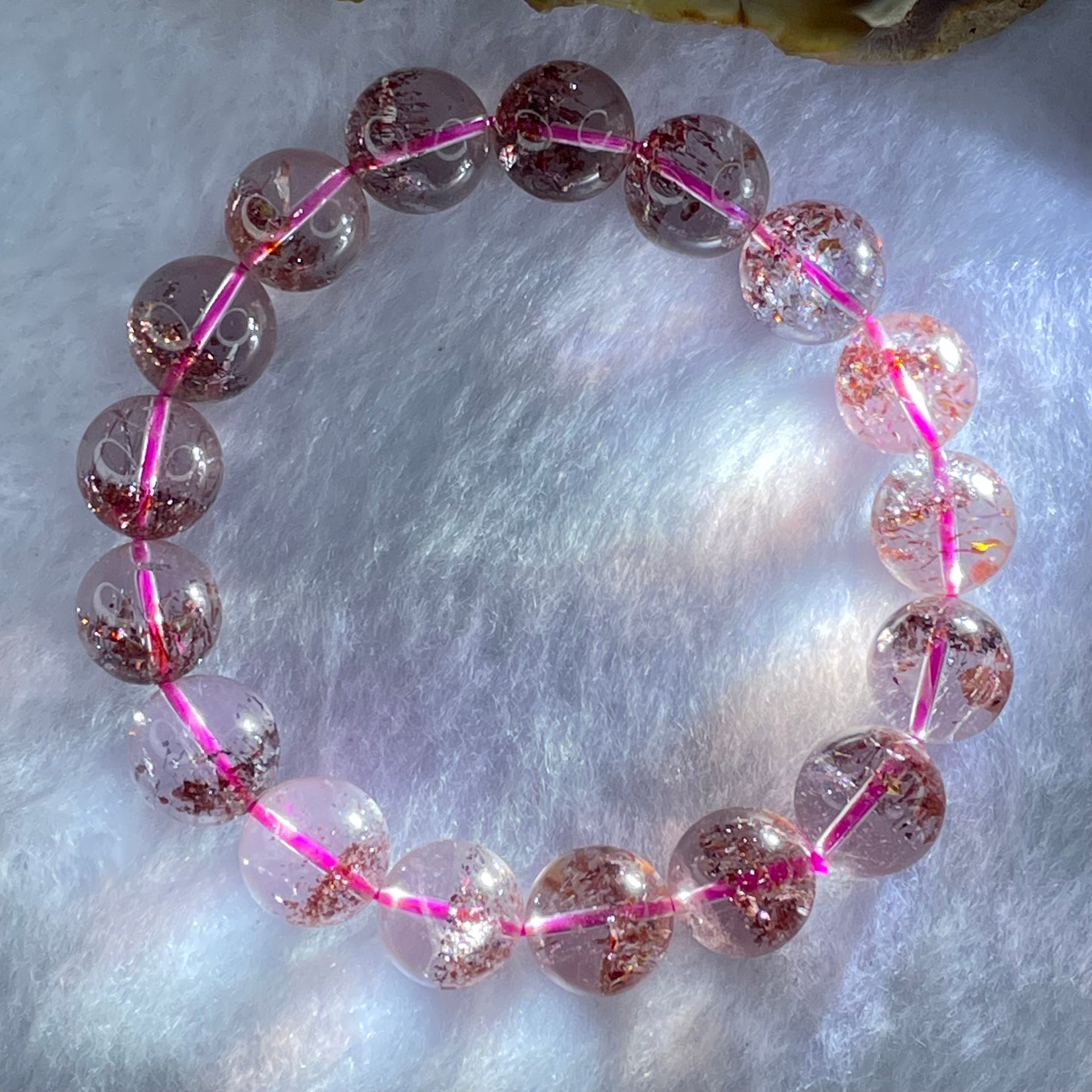 Good Grade Natural Strawberry Quartz Beads Bracelet 28.73g 15cm 10.9mm 17 Beads - Huangs Jadeite and Jewelry Pte Ltd