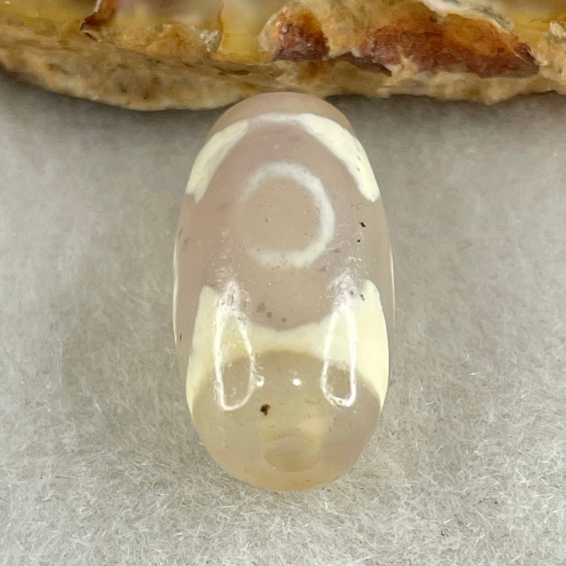 Natural Powerful Tibetan Old Oily Agate 3 Eyes Dzi Bead Heavenly Master (Tian Zhu) 三眼天诛 3.23g 20.0 by 10.5mm - Huangs Jadeite and Jewelry Pte Ltd