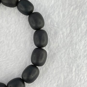 Natural Dark Matt Black Amber Beads Bracelet 天然大黑天翁琥珀手链 16.96g 18cm 11.7mm 15 Beads - Huangs Jadeite and Jewelry Pte Ltd