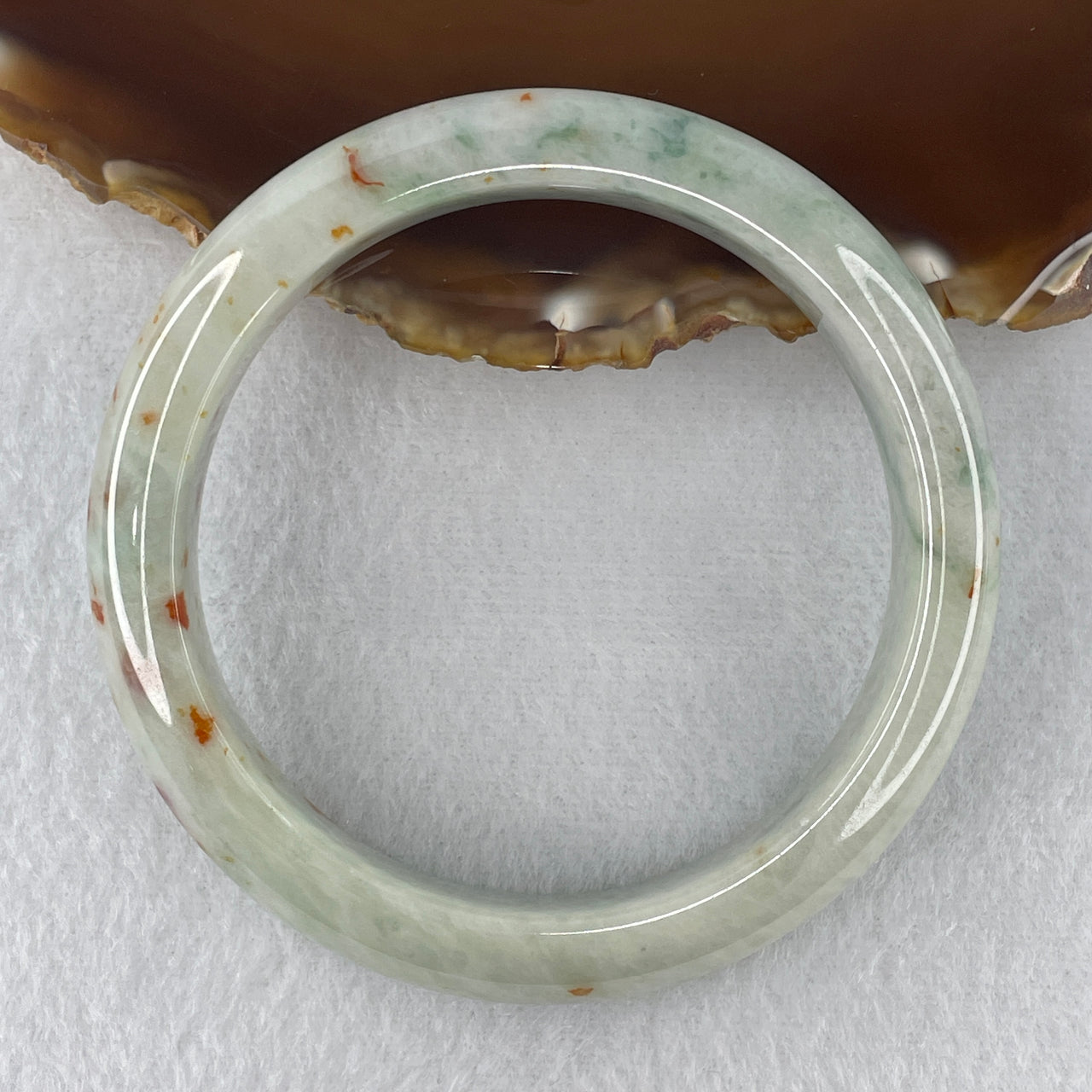 Certified Natural Type A Tri-Color Light Green, Green & Reddish Piao Hua Jadeite Bangle | Investment-Grade "San Cai Fuk Lu Shou" Harmony Strand | Majestic Close-to-Perfect Myanmar Feicui Statement Armor Bangle (67.52g | 61.5mm Inner Diameter | 12.8x8.9mm)