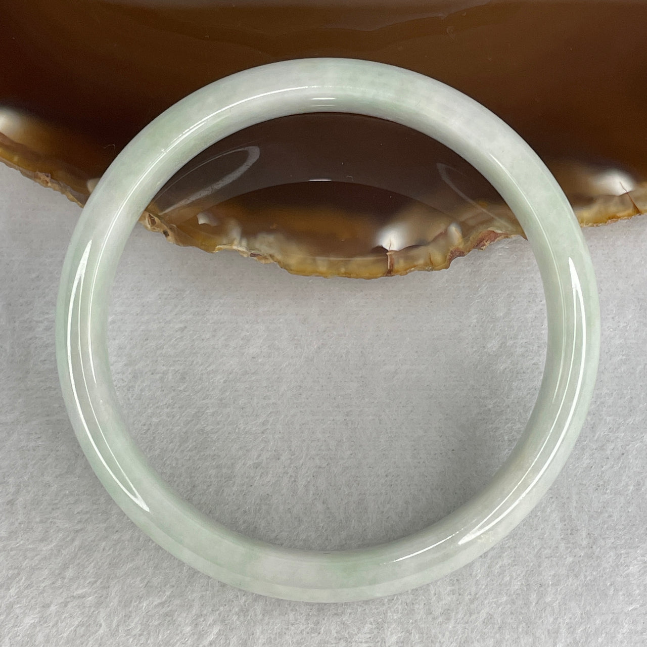 59.3mm Genuine Type A Jadeite Bangle - Large Size Faint Green Lavender Natural Jadeite Jewelry - 46.59g Wide Untreated Jade Bracelet for Women 13.0x6.9mm Wide (Internal Lines)