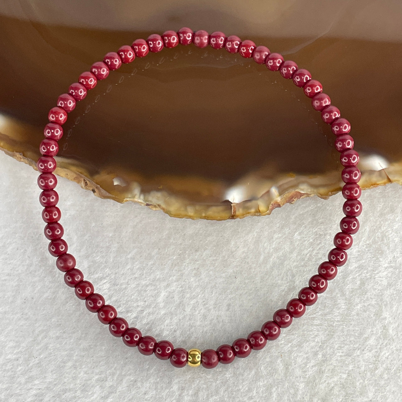 Natural Red Cinnabar Beads Bracelet | 20cm 59-Piece 4.2mm Emperor Red Imperial Protection & Wealth Talisman (6.10g)