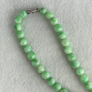 Good Grade Type A Apple Green with Emerald Green Piao Hua Jadeite Beads Necklace 50.33g 54cm 6.9 to 7.8mm 74 Beads - Huangs Jadeite and Jewelry Pte Ltd