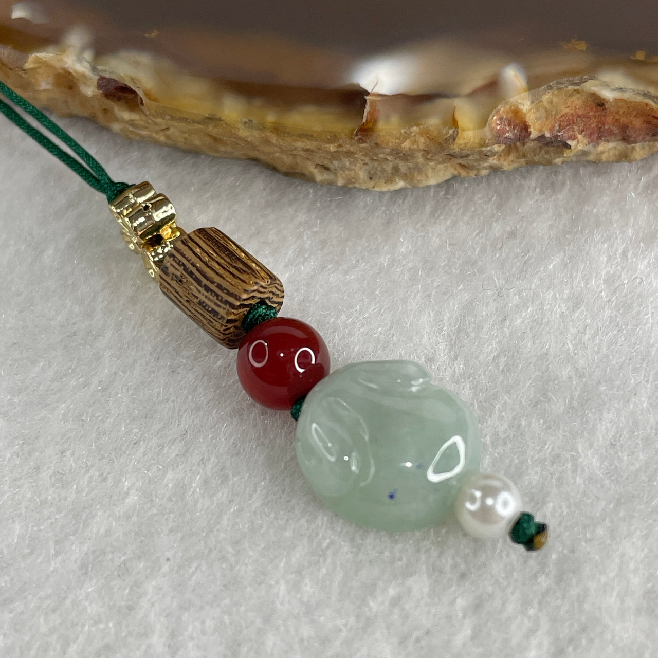 Natural Type A Green Jadeite Rabbit Charm 2.46g 11.0 by 10.8 by 5.8mm