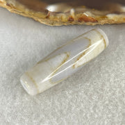 Natural Powerful Tibetan Old Oily White Agate Tiger Tooth Daluo Dzi Bead Heavenly Master (Tian Zhu) 9.21g 39.3 by 12.0mm - Huangs Jadeite and Jewelry Pte Ltd