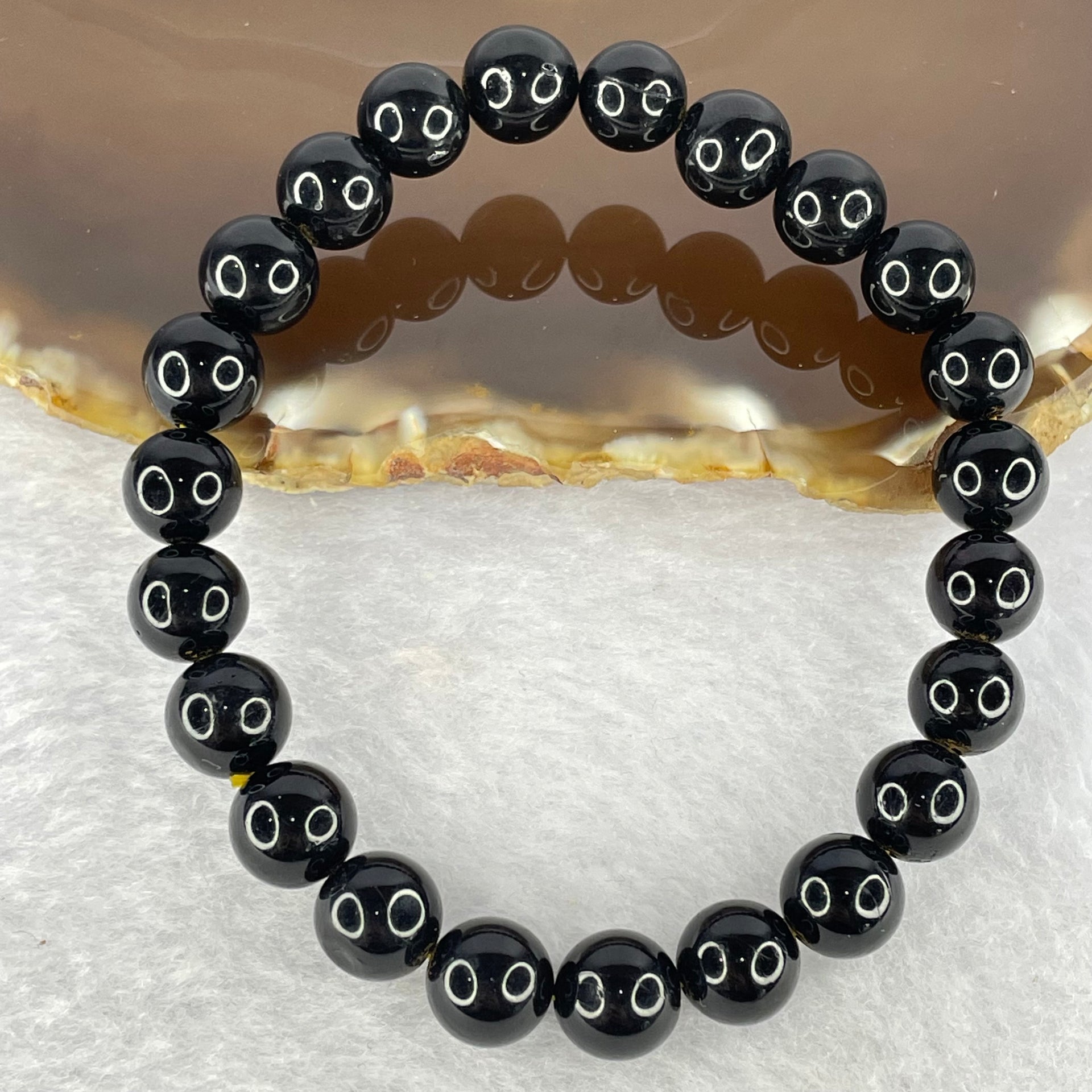 Natural Black Gold King Amber Beads Bracelet 天然黑金翁王琥珀手链 7.54g 16cm 8.5mm 23 Beads - Huangs Jadeite and Jewelry Pte Ltd