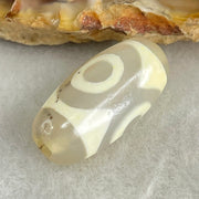 Natural Powerful Tibetan Old Oily Agate 3 Eyes Dzi Bead Heavenly Master (Tian Zhu) 三眼天诛 2.88g 19.8 by 9.9mm - Huangs Jadeite and Jewelry Pte Ltd