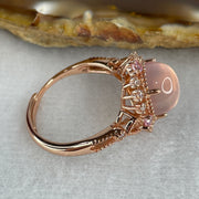 Good Grade Natural Rose Quartz Cat Eye Ring in S925 Sliver Gold Color 4.63g 11.2 by 6.0mm (Adjustable Size) - Huangs Jadeite and Jewelry Pte Ltd
