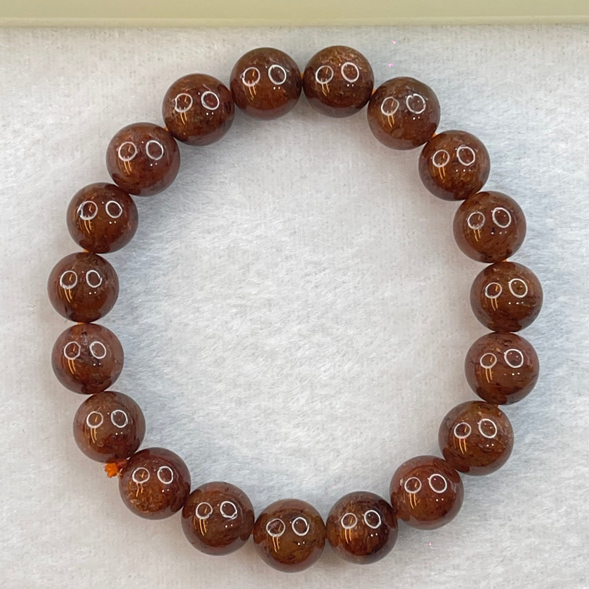 Natural Dark Red Phantom Quartz Bracelet 19.89g 14cm 9.2mm 19 Beads - Huangs Jadeite and Jewelry Pte Ltd