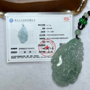 Type A Lavender Green Jadeite Dragon Pendent 47.71g 66.7 by 40.8 by 11.2mm - Huangs Jadeite and Jewelry Pte Ltd