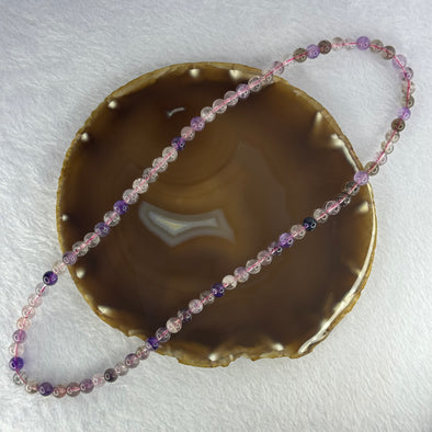 Average Grade Natural Super 7 Crystal Beads Necklace 天然超级七水晶珠项链 39.66g 54cm 7.4mm 80 Beads