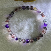 Very Good Grade Natural Transparent Yellow Black Super 7 Beads Bracelet 非常好的等级天然透明深黄黑色超级七珠手链 11.65g 16cm 6.8mm 29 Beads - Huangs Jadeite and Jewelry Pte Ltd