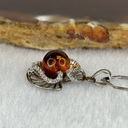 Natural Amber with Cubic Zirconia in S925 Sliver Pendent Necklace 4.04g 7.8mm - Huangs Jadeite and Jewelry Pte Ltd