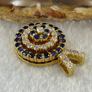 Natural Round Brilliant Blue Sapphire with Round Brilliant Cut Shape Diamonds in 18K Yellow Gold Tripple Rotating Pendant S1.5 with Melees D1.2 ct Total 11.7g 29.1 by 20.4 by 10.7mm - Huangs Jadeite and Jewelry Pte Ltd