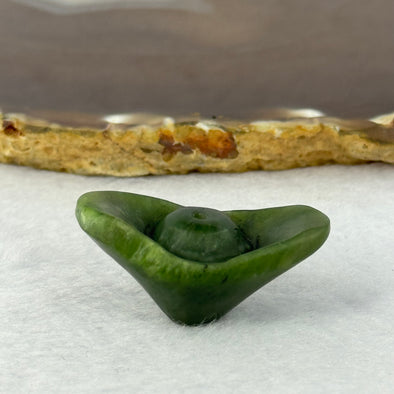 Natural Dark Green Nephrite Mini Gold Ingot Charm/Pendent 12.85g 36.7 by 21.0 by 17.1mm - Huangs Jadeite and Jewelry Pte Ltd