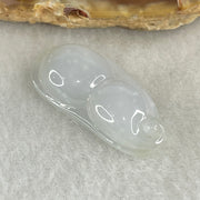 Type A Semi Icy Faint Green with Muna Jadeite Peapod Pendant 4.13g 28.0 by 13.2 by 7.4mm - Huangs Jadeite and Jewelry Pte Ltd