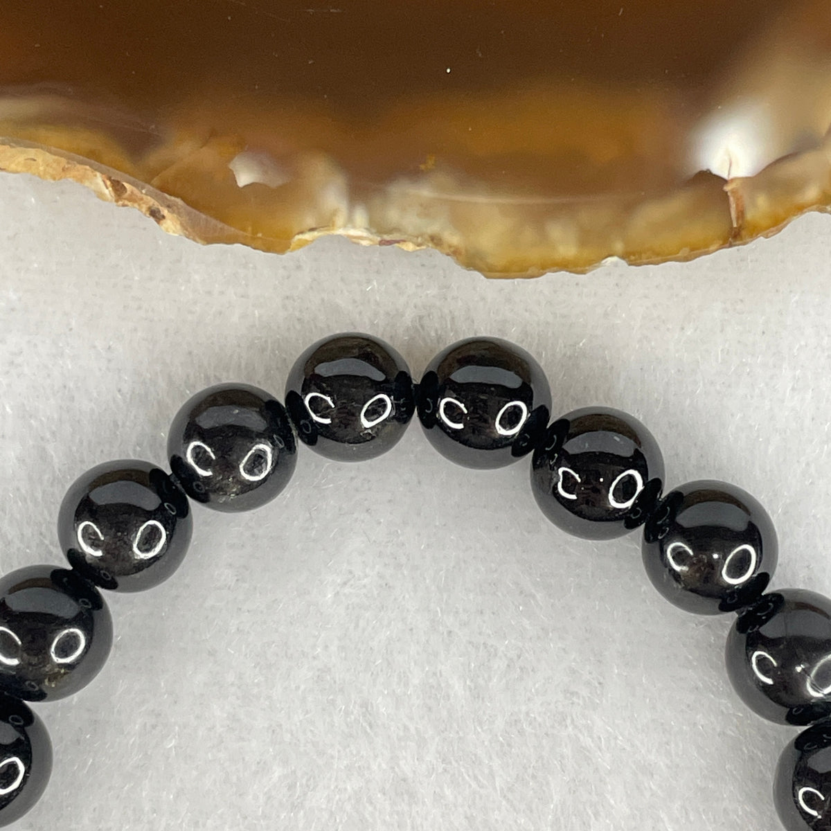 Certified Good Grade Natural Black Hypersthene Enstatite Beads Bracelet | 15cm Strand of 24 Matched 7.6mm Beads (17.76g | Metallic Silver Schiller Sheen | "Velvet Labradorite" Shielding & Laser Focus)