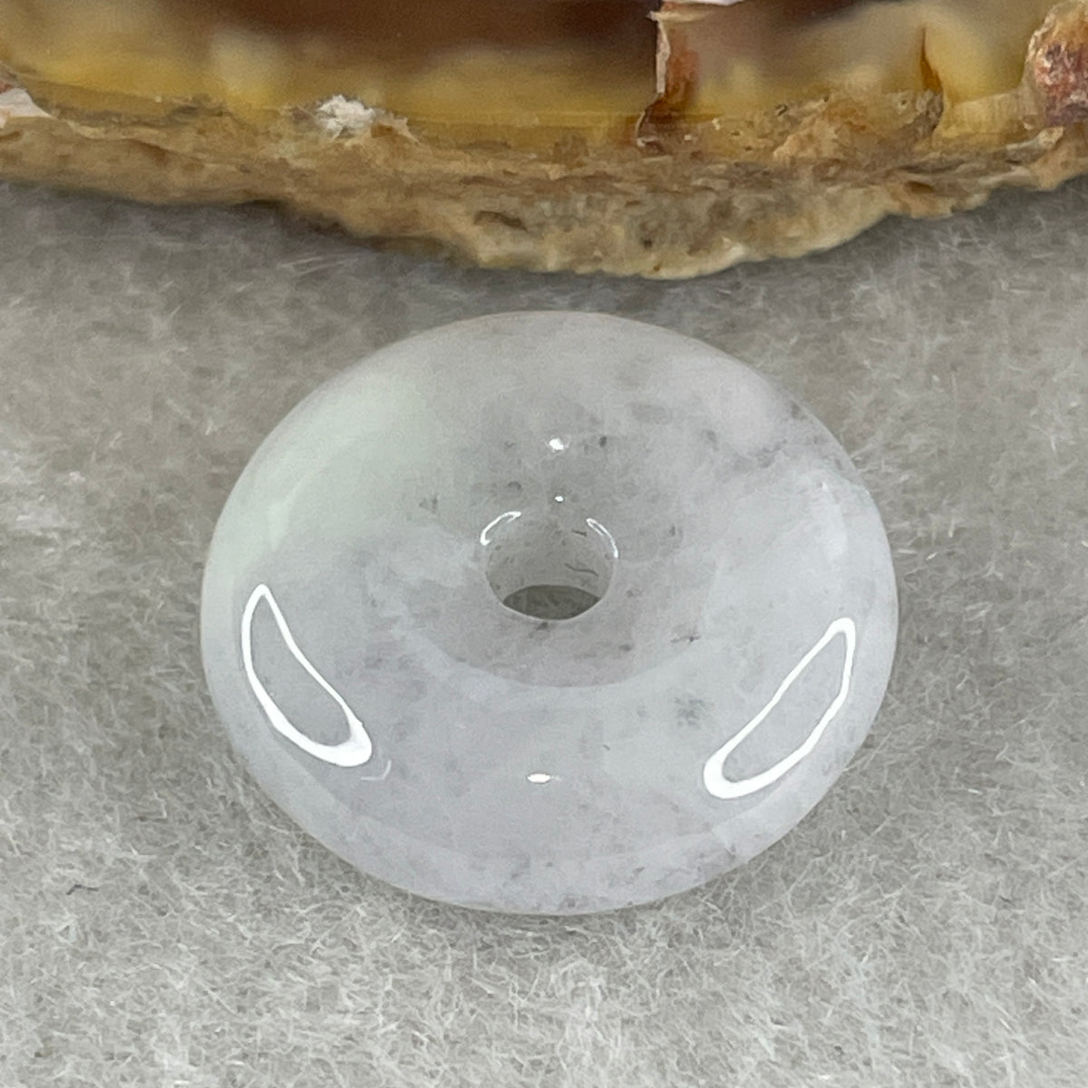 Natural Type A Wuji Grey with Green Patches Jadeite Ping An Kou Pendant | Peace Disc Talisman (2.45g | 15.5 x 4.9mm) - Huangs Jadeite and Jewelry Pte Ltd