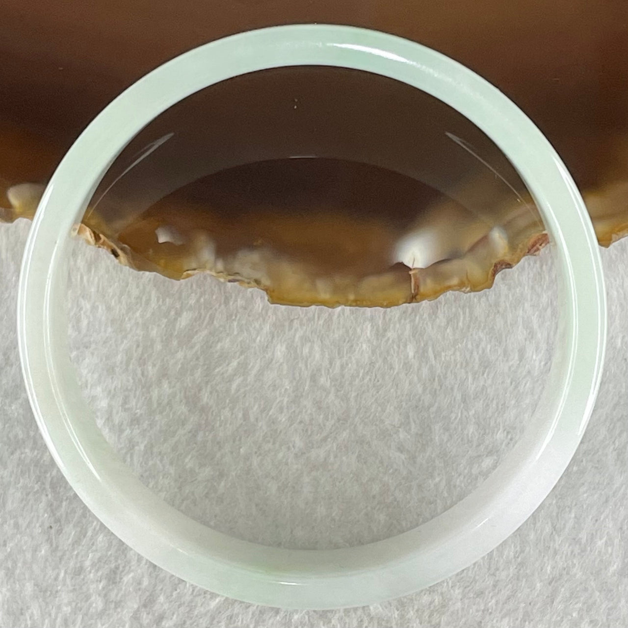 Type A Green Lavender with Yellow Spot Jadeite Flat Round Bangle 27.20g Internal Diameter 51.8mm 12.7 by 4.0mm (Perfect) - Huangs Jadeite and Jewelry Pte Ltd