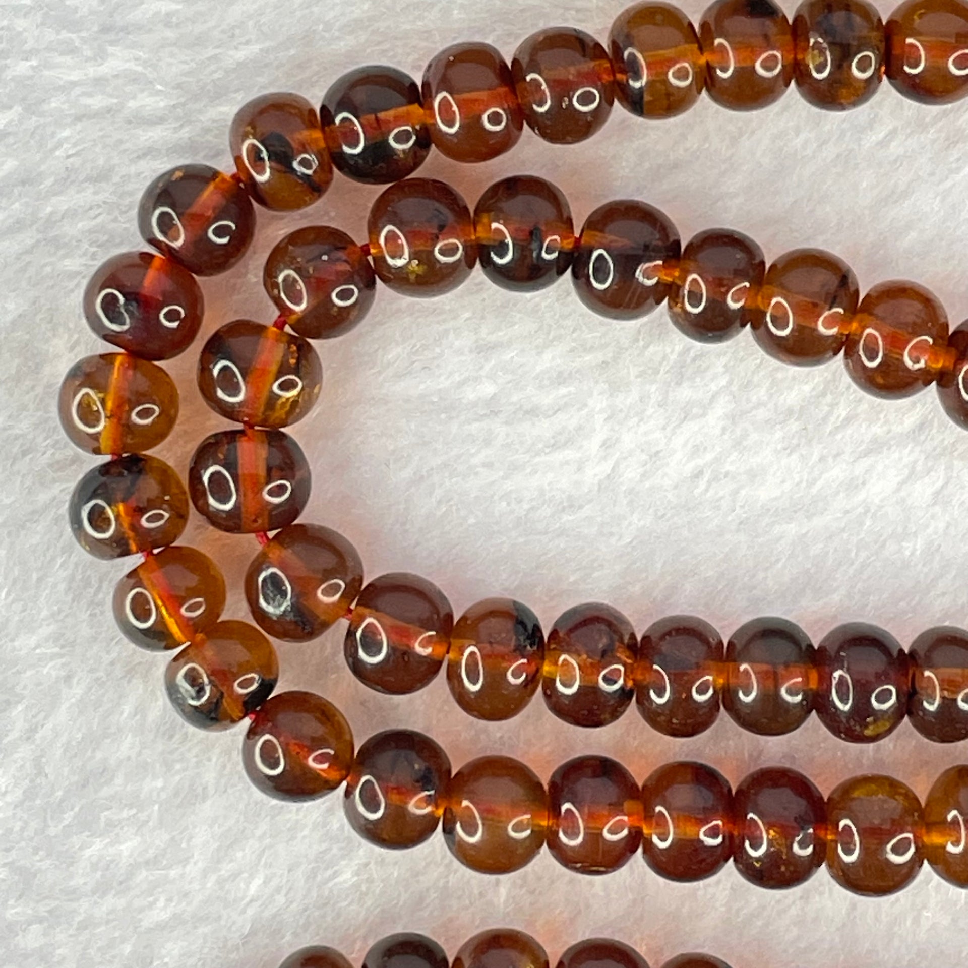 Natural Blood Red Amber Beads Necklace 天然血珀项链 16.14g 58cm 6.1mm 108 Beads - Huangs Jadeite and Jewelry Pte Ltd