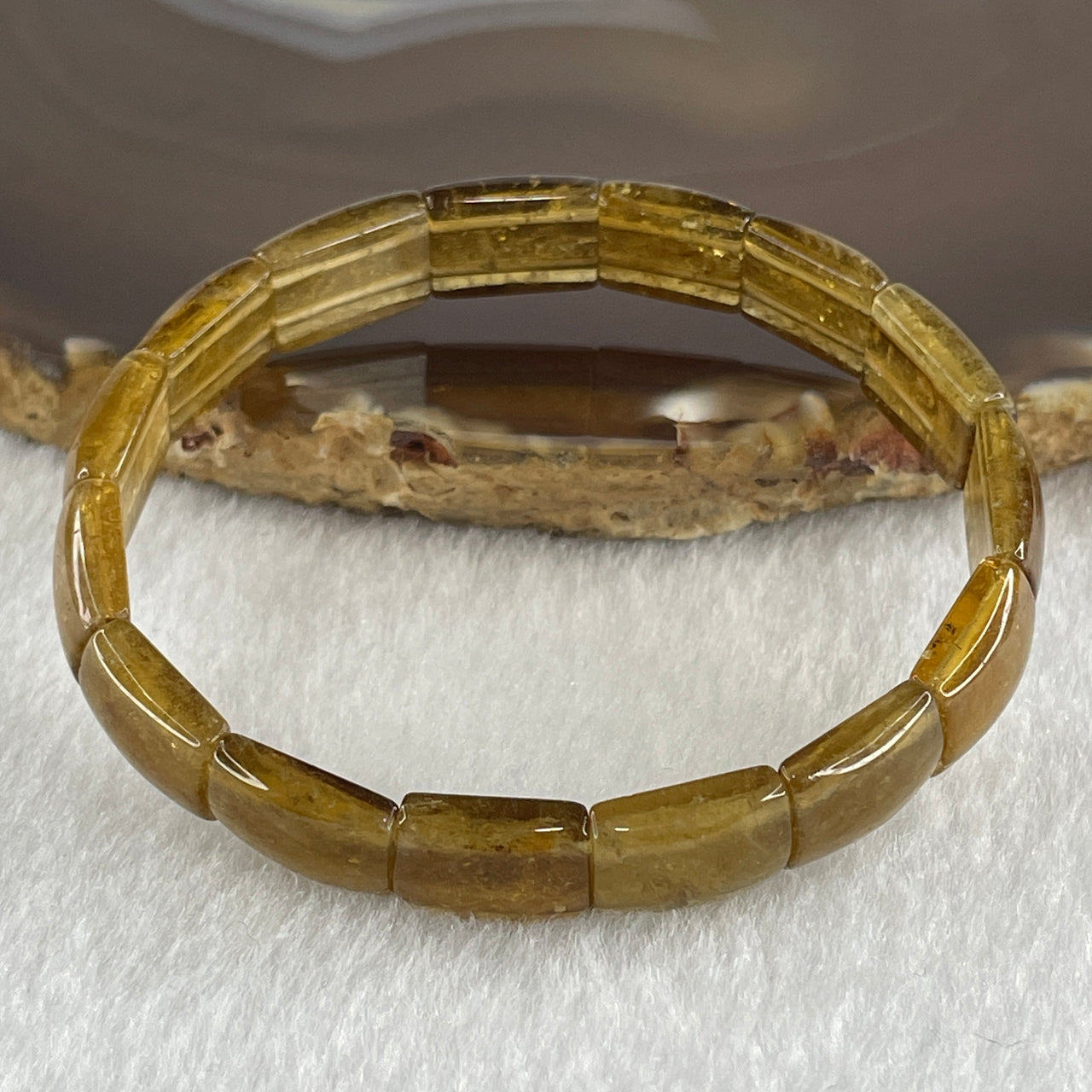 Natural Yellow Tourmaline Crystal Barrel Bracelet 15.90g 15cm 9.2 by 12.4 by 4.8mm 15Beads - Huangs Jadeite and Jewelry Pte Ltd