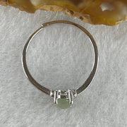 Natural Type A Semi Icy Faint Green Jadeite Oval Shape Cabouchon in S925 Silver Ring (Adjustable Size) 1.22g 7.2 by 5.0 by 2.0mm - Huangs Jadeite and Jewelry Pte Ltd