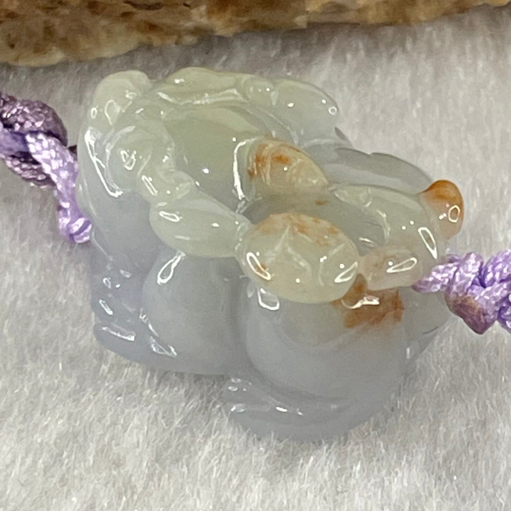 Type A Lavender with Reddish Brown Spots Jadeite Male Pixiu String Bracelet 6.38g 15cm 17.7 by 14.4 by 10.6mm - Huangs Jadeite and Jewelry Pte Ltd