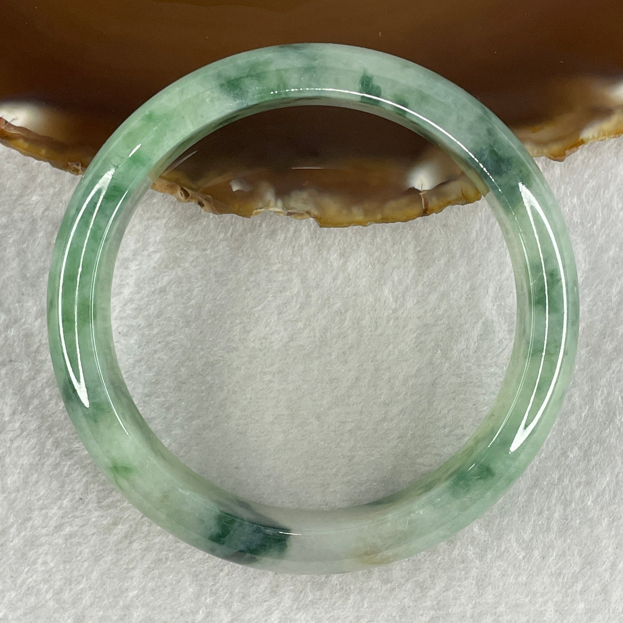 Certified Natural Type A Jelly Green with Spicy Green and Apple Green Piao Hua Jadeite Bangle 58.50g Internal Diameter 57.6mm 14.0 by 8.2mm (Close to Perfect)