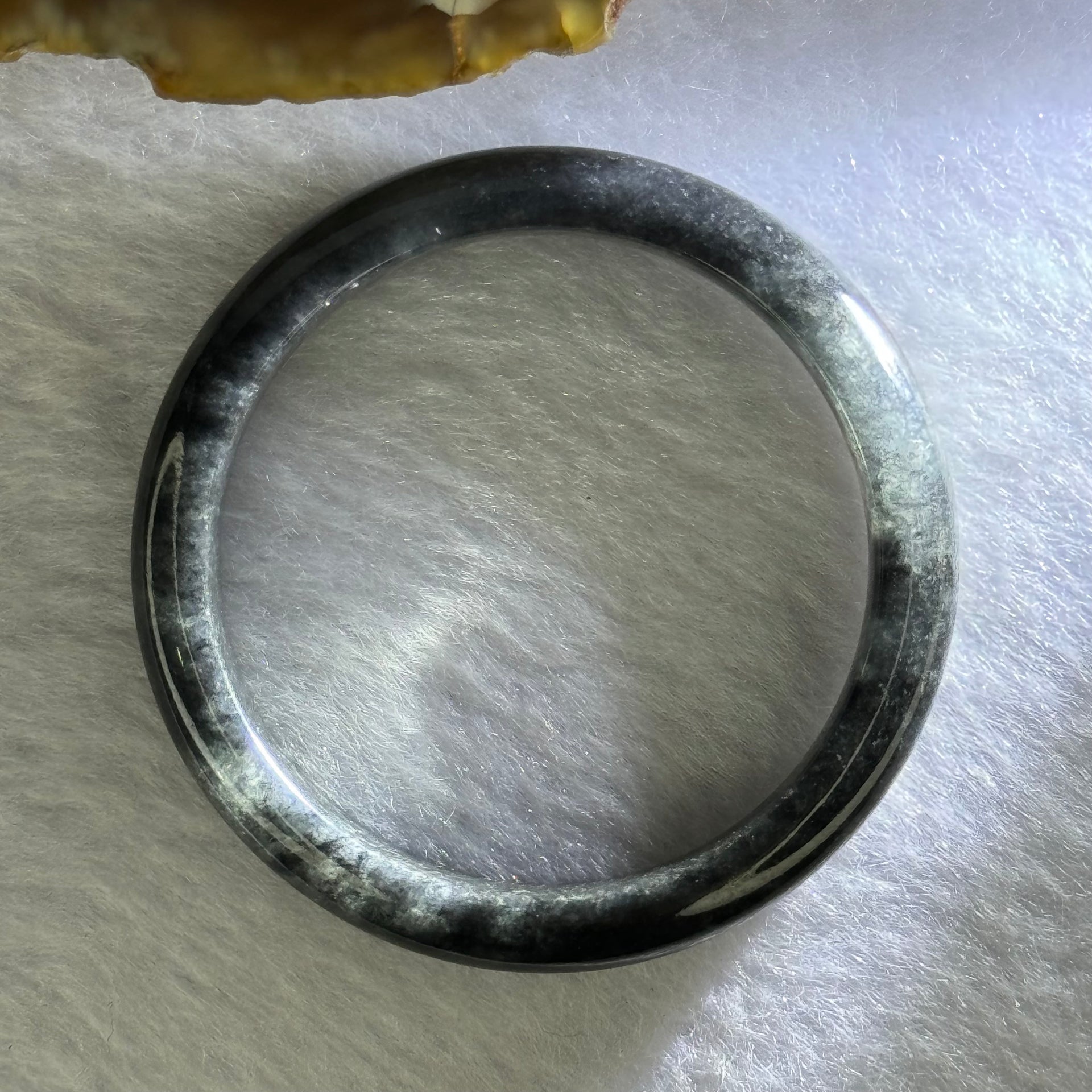 Type A Highly Translucent Black Grey Wuji Jadeite Baby Bangle 12.83g Internal Diameter 36.4mm 7.4 by 5.1mm - Huangs Jadeite and Jewelry Pte Ltd