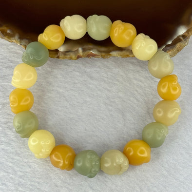 Natural Mixed Color Bodhi Beads in Paw Bracelet 21.52g 17.5cm 12.8mm 18 Beads - Huangs Jadeite and Jewelry Pte Ltd