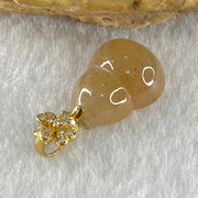 Type A Semi Icy Reddish Brown Jadeite Hulu and Diamonds in 18K Rose Gold Pendant 1.98g 14.8 by 11.0 by 6.3mm - Huangs Jadeite and Jewelry Pte Ltd