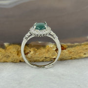 Type A Icy Blueish Green Jadeite with Crystals in Sliver Ring (Adjustable Size) 1.61g 6.9 by 2.5mm - Huangs Jadeite and Jewelry Pte Ltd