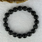 Natural Black Rutilated Quartz Beads Bracelet 天然黑发水晶手链 28.09g 16cm 10.4mm 19 Beads - Huangs Jadeite and Jewelry Pte Ltd