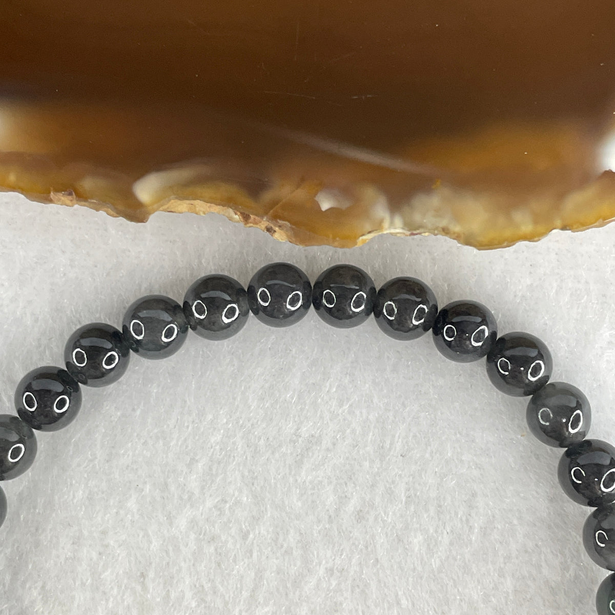 Natural Type A Wuji Grey Jadeite Beads Bracelet | (13.01g | 17cm | 6.3mm | 30 Beads | Root & Throat Chakra Synergy, "Wuji" Spatial Protection & Feng Shui Wealth Guard Anchor)
