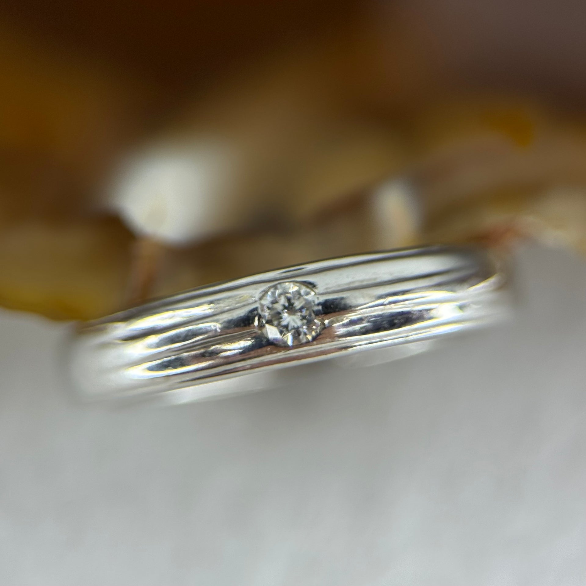 (Pre-Love) 18K 750 White Gold Natural Diamond Ring Approximately 0.02ct Inner Diameter 15.3mm US4.5 HK9.5 2.43g - Huangs Jadeite and Jewelry Pte Ltd