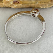 Type A Red Cabochon Jadeite in S925 Sliver Ring (Adjustable Size) 1.10g 3.4 by 2.0mm - Huangs Jadeite and Jewelry Pte Ltd