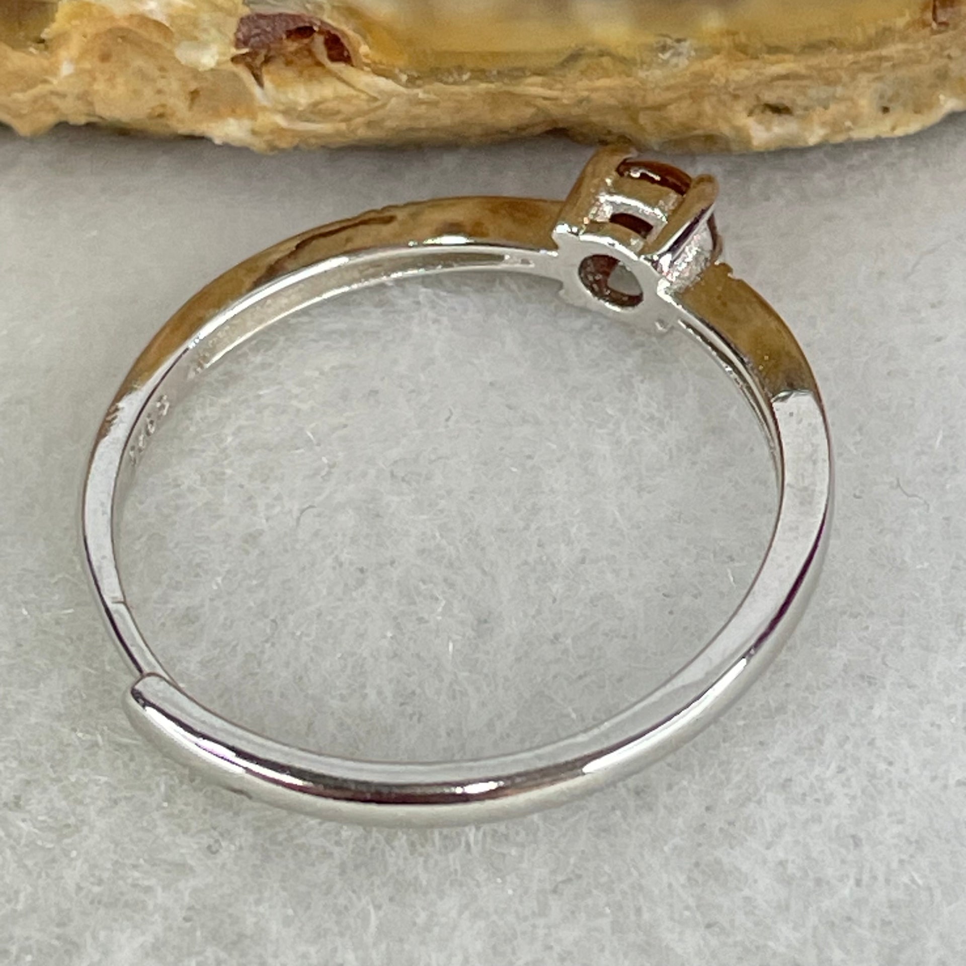Type A Red Cabochon Jadeite in S925 Sliver Ring (Adjustable Size) 1.10g 3.4 by 2.0mm - Huangs Jadeite and Jewelry Pte Ltd