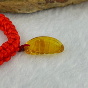 Natural Golden Yellow Amber Comb Charm in Red String Bracelet 2.57g Adjustable Size 17.1 by 11.5 by 3.3mm - Huangs Jadeite and Jewelry Pte Ltd