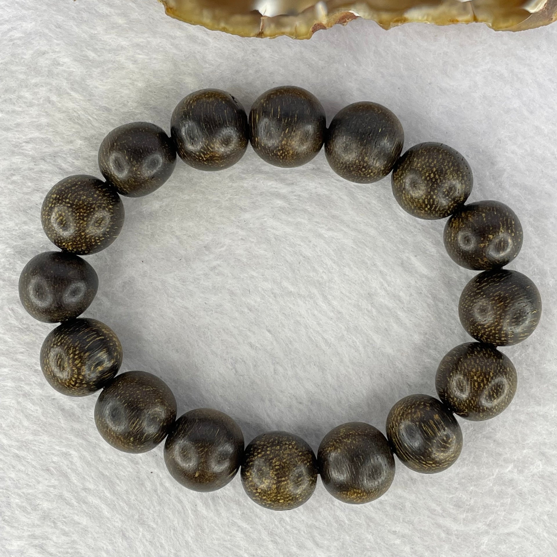 Natural Old Wild Malaysia Agarwood Bracelet (Sinking Type) 天然老野生马来西亚沉香手链 24.41g 18.5cm 14.1mm 16 Beads - Huangs Jadeite and Jewelry Pte Ltd