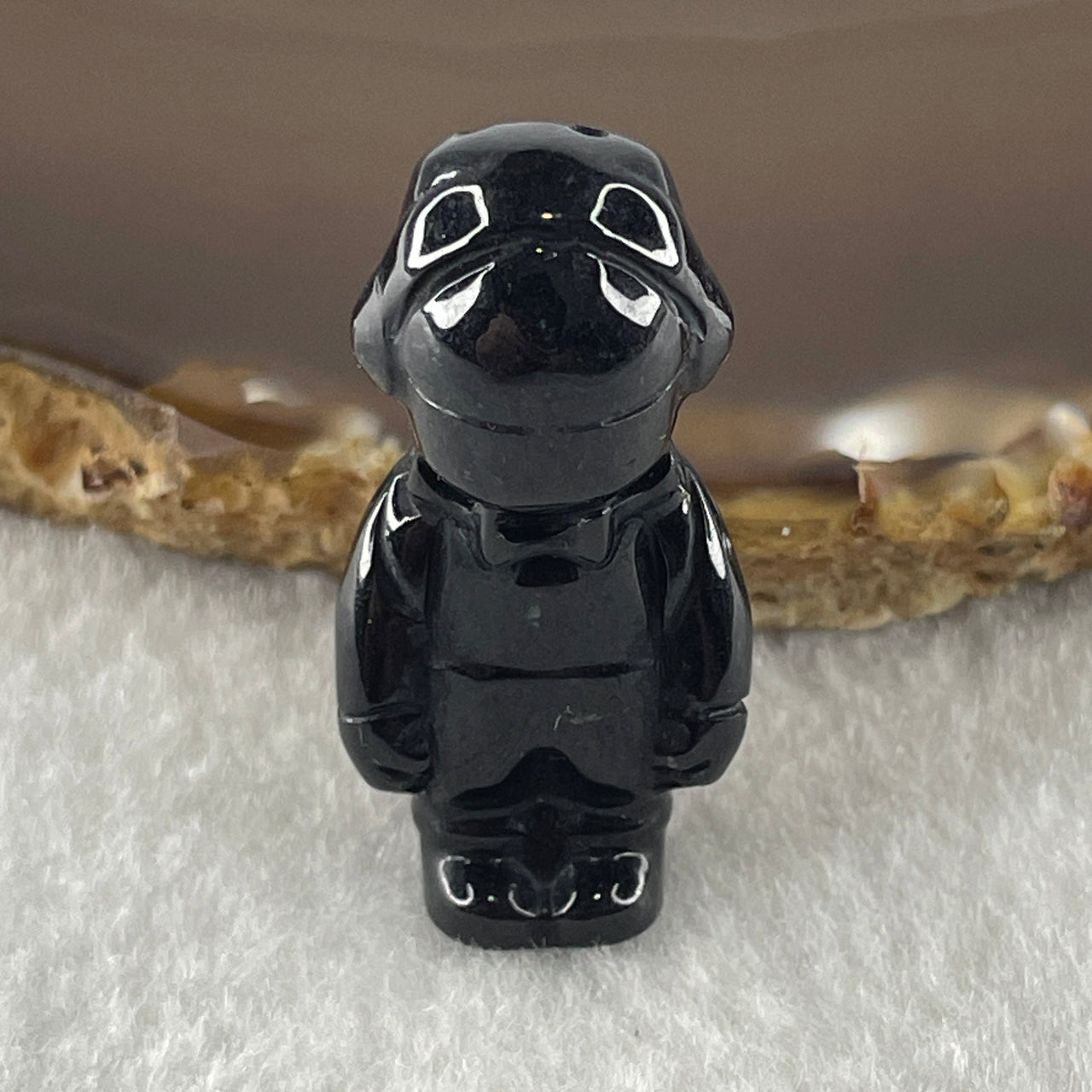 Type A Opaque Black Omphacite Boy Pendant Charm 11.99g 34.6 by 16.8 by 15.7mm - Huangs Jadeite and Jewelry Pte Ltd