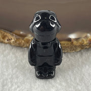 Type A Opaque Black Omphacite Boy Pendant Charm 11.99g 34.6 by 16.8 by 15.7mm - Huangs Jadeite and Jewelry Pte Ltd