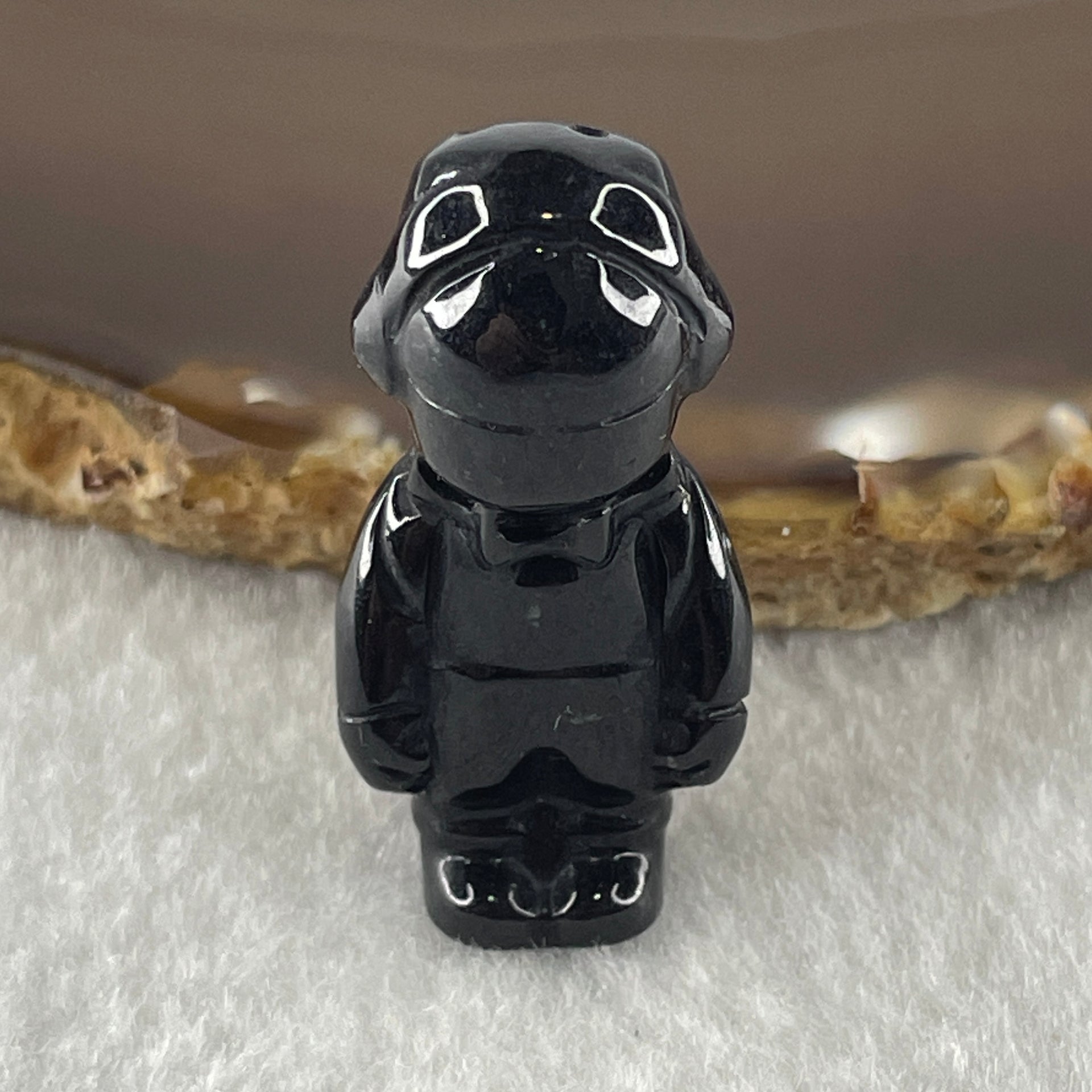 Type A Opaque Black Omphacite Boy Pendant Charm 11.99g 34.6 by 16.8 by 15.7mm - Huangs Jadeite and Jewelry Pte Ltd
